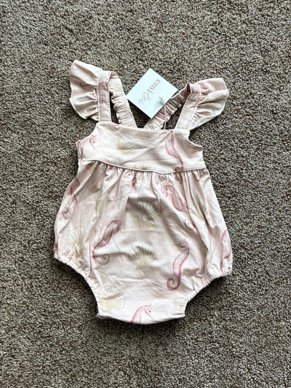 Emi Lei Seahorse Ruffle Romper | Baby Girl 3-6M | NWT